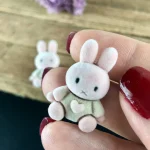 گوشواره مخملی فانتزی طرح خرگوش