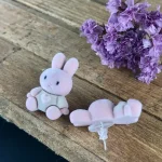 گوشواره مخملی فانتزی طرح خرگوش