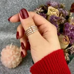 انگشتر ژوپینگ 4 لاین نگین دار روکش طلا 18 عیار کد 124