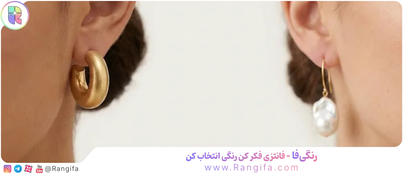  گوشواره حلقه‌ای چانکی و مروارید باروک