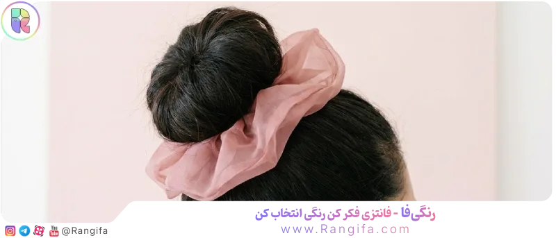 مدل گوجه‌ای بالای سر با اسکرانچی بزرگ حریر