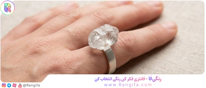 انگشتر با سنگ کوارتز خام و طبیعی